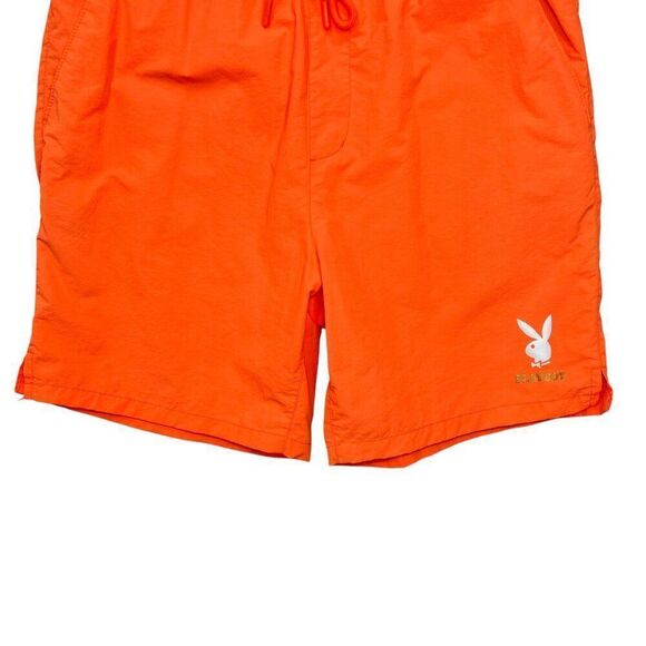 PacSun Playboy‎ Shorts Men's Size Large Neon Orange Athletic Beach Swim Trunks - Picture 4 of 11